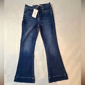 Flying Monkey High Rise Flare Jeans Size 28 Dark Wash Stretch Denim NWT